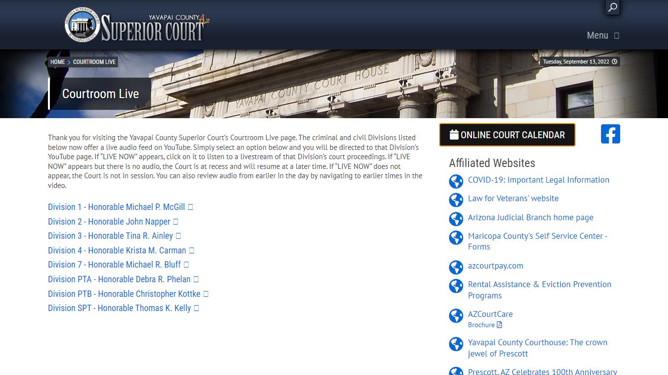 Courtroom Live - Welcome to Yavapai County Courts' Official Website